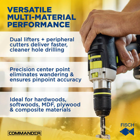 Forged Steel Forstner Drill Bit Set For Woodworking With Precision Wave Design shown in use on MDF