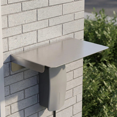 Heavy Duty Stainless Steel EV Charger Raincover Weather Resistant Charging Station Hood mounted over charging station on wall.