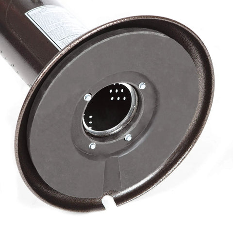 Bottom view of Portable Tabletop Patio Heater with 11,000 BTU Propane Output, Hammered Silver Finish showing base and venting.