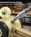 Heavy Duty Three Quarter Sixteen Thread Rod End Bushing Kit With Tough Polyurethane Sleeves close-up of grease fitting for lubrication.