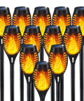 12-pack solar flame torch lights for outdoor decoration with flickering LED flames