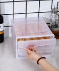 Two Tier Stackable Egg Organizer for Fridge Clear Plastic Egg Storage Bin Holds Up to 60 Eggs Drawer Design Moisture Proof