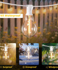 Outdoor String Lights With Remote Control 75 Ft Waterproof Patio Lighting Kit With 75 Globe G40 LED Bulbs in rain and snow
