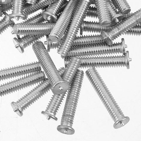 Close-up of aluminum rivet nuts from 80 Piece Car Dent Puller Kit With 4mm Aluminum Rivet Nuts For Auto Sheet Metal Repair