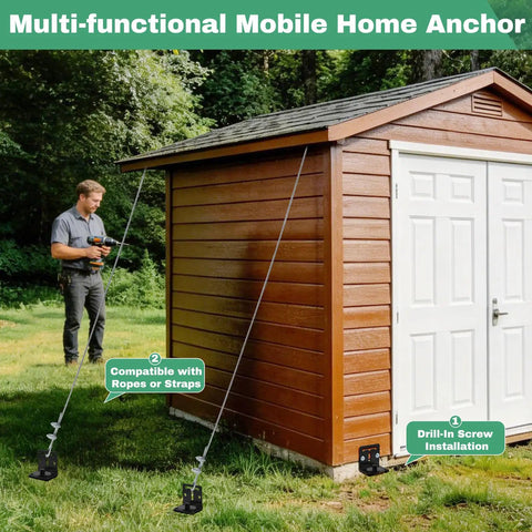 26 Inch Heavy Duty Ground Anchors Screw In For Mobile Homes Sheds Fences Swing Sets Trampolines And Carports Complete Anchor Kit With L Bracket And Drill Adapter For Easy Install And Maximum Wind Security