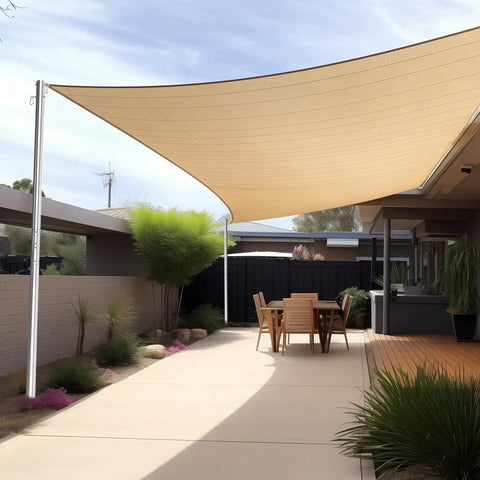 Rugged 2 Inch Stainless Steel Shade Sail Poles Kit With Concrete Base Bracket For Patio And Deck, 9 Ft All Weather Sun Shade Poles System, Easy Install, Heavy Duty Canopy Support