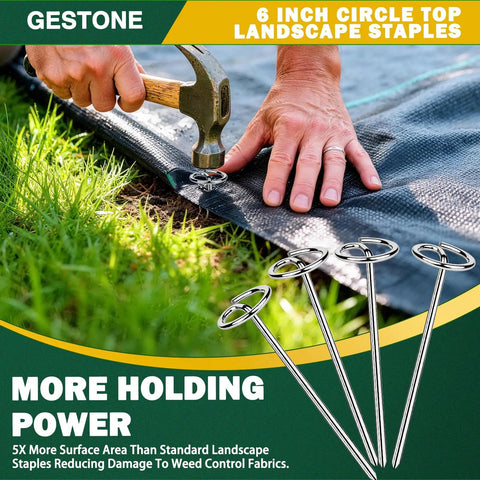 Set Of 150 Heavy Duty Circle Top Landscape Fabric Stakes And Pins 6 Inch Galvanized Weed Barrier Stakes With Removal Tool