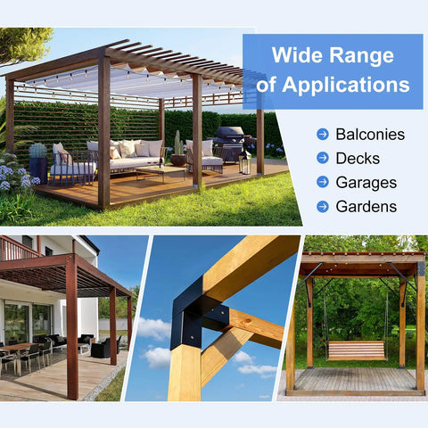 3 Way Gazebo Brackets Kit T Shaped Post Base For 1.67 Inch By 0.89 Inch Lumber Outdoor Patio Gazebo And Log Cabins DIY 2 Pack Galvanized Steel For Weatherproof Strength And Easy Installation
