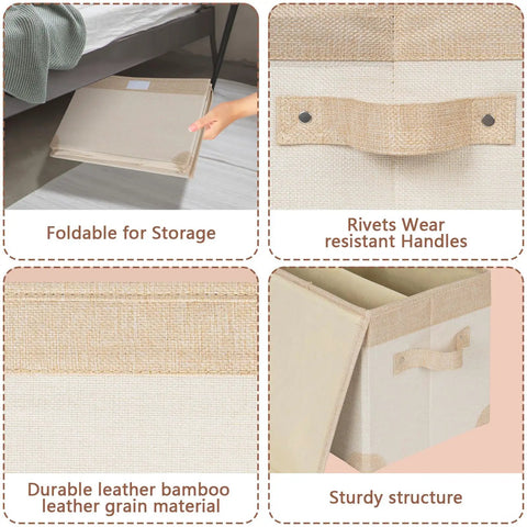 Kick Some Clutter To The Curb With These Roomy Foldable Storage Bins Featuring Tough Reinforced Side Panels And Snug Fitting Covers, shown folded under bed.