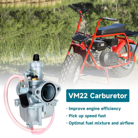 Performance VM22 26mm Carburetor for Predator 212cc 196cc Go Karts Mini Bikes with 38mm Air Filter and Red Bike Background
