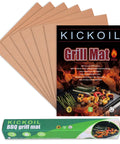 Set Of 6 Copper Grill Mats For Outdoor Grilling Nonstick Heavy Duty Reusable Easy To Clean For Electric Gas Charcoal Grills RV Camper BBQ Accessories No Fuss displayed with packaging