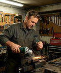 Man using Ultra Rock Hard Angle Grinder Wrench Offering Zero Fuss Disc Changes And Sweet Grip On Stubborn Backing Nuts.