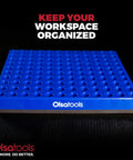 Front view of a blue XL Beefy Extra Large Hex Bit Organizer With Magnetic Base, Heavy Duty Screwdriver Bit Holder For Shop And Garage.