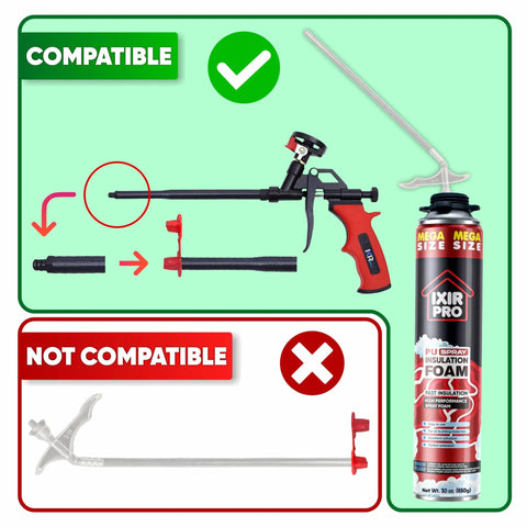 Compatible trigger spray tool with Mega Size Supercharged Expanding Foam Insulation And Premium Gap Sealant Spray 30 Oz Cans.