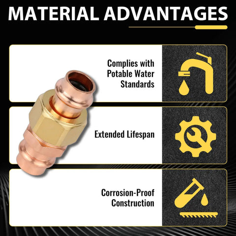 Pack Of 30 Copper Press Union Couplings 1x1 Inch Press To Connect Fittings For Copper Pipe Durable Copper Construction