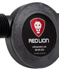 Black drill powered transfer pump, 154 GPH capacity, garden hose ready, Red Lion logo, ideal for liquid moves.
