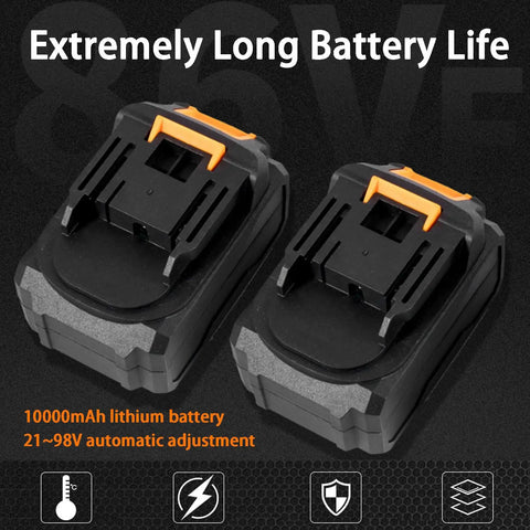Automatic Electric Wire Puller And Stringing Machine With Slick Variable Speed Control And No Sweat 360 Flex Head For Tough Electrical Or Pipe Threading Tasks On Site Featuring Solid 10000 Mah Battery, showcasing two 10000mAh lithium batteries.