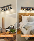 Five Light Plug In Track Lighting Kit In Black With Rotatable Heads For Living Room Bedroom Hallway And Kitchen in two configurations