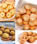 Assorted cookies made with Automatic Cookie Press And Biscuit Maker With 8 Replaceable Nozzles, 180W Electric DIY Baking Machine.