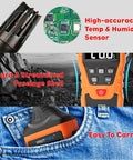 All In One Digital Temperature And Humidity Meter With Wet Bulb Dew Point Readout featuring high-accuracy sensor and portability