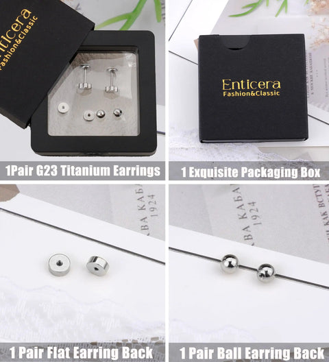Drop Dead Stunning Opal Studs Flat Back Titanium Earrings For Women Hypoallergenic Screw Back Jewelry displayed in elegant packaging.
