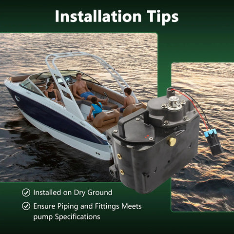Rock Solid Upgraded Fuel Pump Assembly With Fitting And Adapter For Mercruiser 350 377 496 close-up image with installation tips.