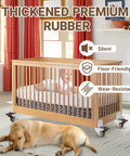 Wooden baby bed with 2 Inch L Shaped Side Mount Caster Wheels Set Of 4 With 360 Degree Swivel Ball Bearings Silent TPR Rubber