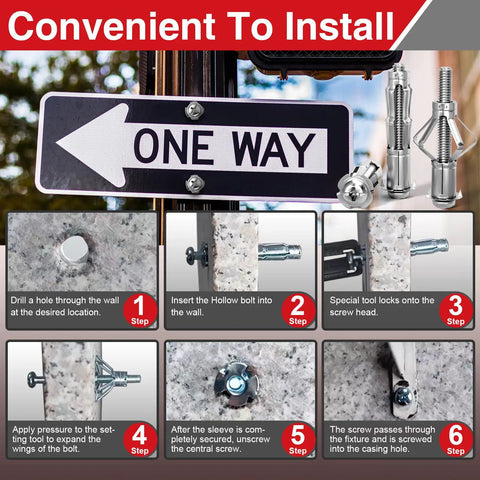12 Pack M6 X 52mm Metal Drywall Anchors And Molly Bolts Heavy Duty Hollow Wall Fasteners With Screws installation guide steps on wall