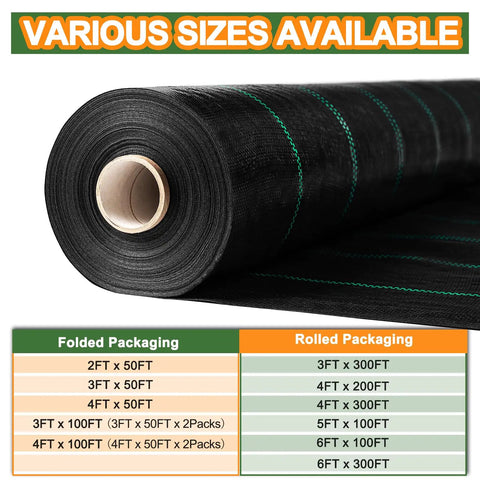 Heavy Duty Weed Barrier Landscape Fabric Two Pack 3 Ft By 100 Ft Rolls Thick 3 Point 2 Oz Breathable Mulch Mat