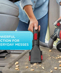 Cordless Car Vacuum With Extendable 4 Foot Hose And Detailing Kit, Powerful Suction For Seats, Floors, And Between Cushions in use