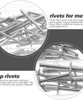 Aluminum Blind Rivets With Flange Pop Rivets Kit, 140 Piece Self Plugging Rivet Assortment for metal repair