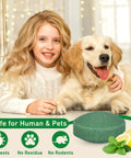 24 Pack Peppermint Oil Rodent Repellent Busts Mice Rats Spiders Roaches Squirrels Inside Out with child and dog
