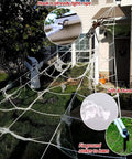 Massive 200 Inch Halloween Spider Web Plus 59 Inch Giant Fake Spider Epic Yard Haunt Decor Set With Realistic Arachnid For Outdoor Spooky Party And Next Level Lawn Accents That Are Absolutely Sick, featuring soft durable web with hooks and stakes.