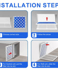 Installation steps for Top Shelf 20X20X1 Reusable HVAC Furnace Filter Kit MERV 13 with clear visuals of filter placement.