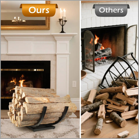 Curved Firewood Rack And Holder For Indoor And Outdoor Use 22 Inch Built Tough Heavy Duty Logs Organizer by fireplace