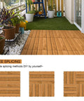 Solid Pine Wood Interlocking Deck Tiles 27 Pack Easy Snap Together 12 By 12 Inch Waterproof Outdoor Flooring All Weather For Patio Porch Balcony Khaki Finish Built To Last In All Climates For Busy Backyards
