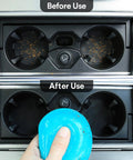 Premium Car Cleaning Gel And Detailing Slime Putty used to clean cup holders, showing before and after results.