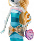 Dawn Of The Dance Lagoona Blue Reproduction Doll in sea blue gown with pink accents and accessories, perfect for collectors.