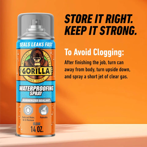 Clear Rubberized Waterproof Sealant Spray 14 Ounce That Seals Out Water Air And Moisture With Flexible Self Leveling Coating can