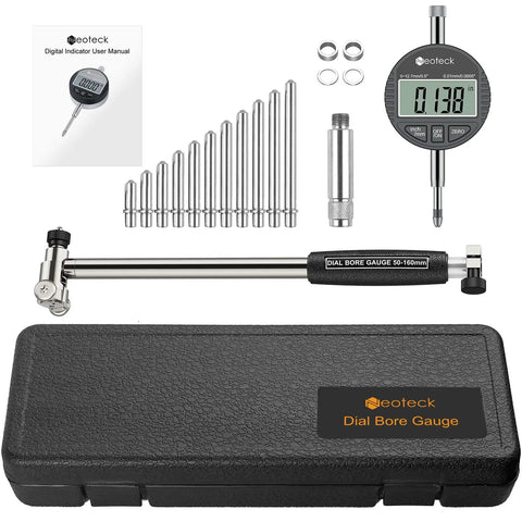 Digital Bore Gauge Set 2 To 6 Inches With Rugged Aluminum Case, complete tools in case, includes digital indicator and measuring pins.