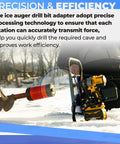 Heavy Duty Ice Auger Drill Bit Adapter Compatible With Clam Drill Plate For K Drill And StrikeMaster Lite Flite Fits Standard Power Auger Bits shown in use on ice.