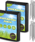 Heavy Duty Weed Barrier Landscape Fabric Pro Grade 4 Ft By 100 Ft Ground Cover For Gardening And Farming 2 Pack with 30 U Shaped Pegs