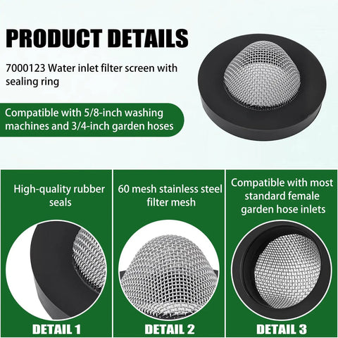 Inlet Screen Filter With Gasket For Simpson Gas Powered Pressure Washer Pumps DXPW3025 DXPW4035 DXPW3425 DXPW4240-CA DPW3835-CA 3 Pack Replacement Part To Guard Your Pump From Debris And Clogs product details