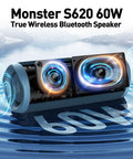 Beast 60W Portable Outdoor Bluetooth Speaker With True Wireless Stereo, Dual Pairing, IPX8 Waterproof, Bluetooth 5.4