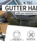 Built Like A Tank Quick Install Easy Grip Heavy Duty 5 Inch Hidden Gutter Hangers Pre Inserted Rust Resistant Screws Fasteners And Clips For K Style Aluminum Gutters Solid As A Rock 50 Pack in a box with screws.