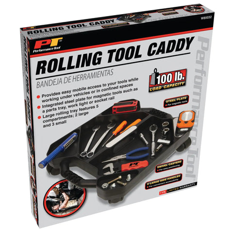 Box packaging of Rolling Tool Creeper Caddy Tray With Five Compartments For Mechanic Garage And Workshop Organization