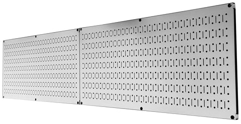 Heavy Duty Galvanized Metal Pegboard Rack Set Of Two 32 By 16 Inch Horizontal Wall Panels For Garage Storage And Tool Organization side view of two panels