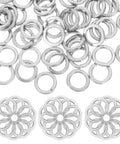 100 Pack Split Ring Stainless Steel Washers M8 Spring Lock Hardware showing shiny metal washers for secure fastening.
