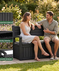 80 Gallon Outdoor Storage Bench Deck Box Waterproof Resin Lockable UV Resistant Garden Furniture For Porch Patio Poolside
