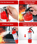 Solid Gear 2 Pack ABC Dry Chemical Fire Extinguisher 2.5 Lb being used, demonstrating safety steps for effective fire suppression.